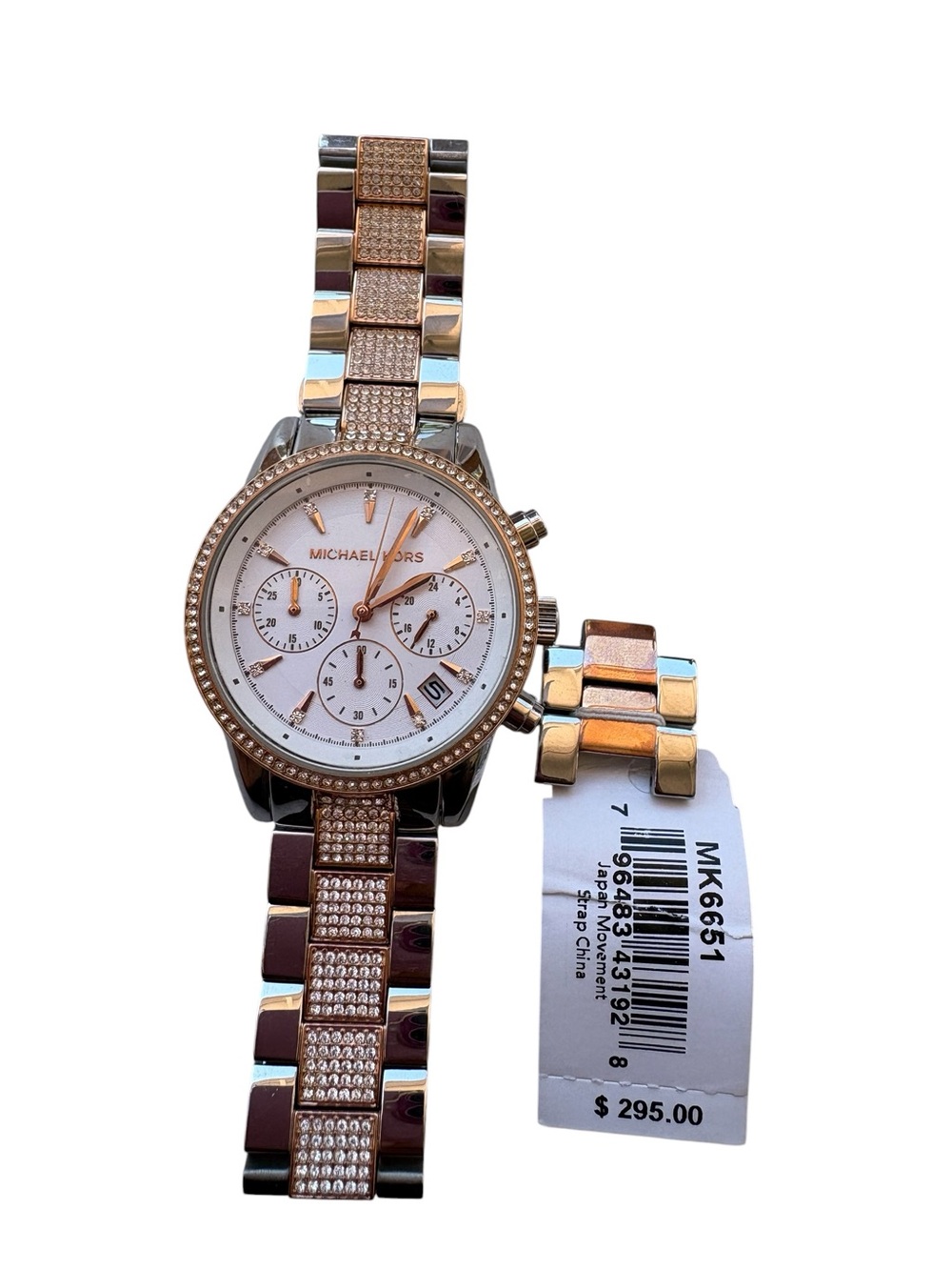 MICHAEL KORS Two-Tone Gold and Silver Crystal Chronograph Watch - Picture 8 of 10